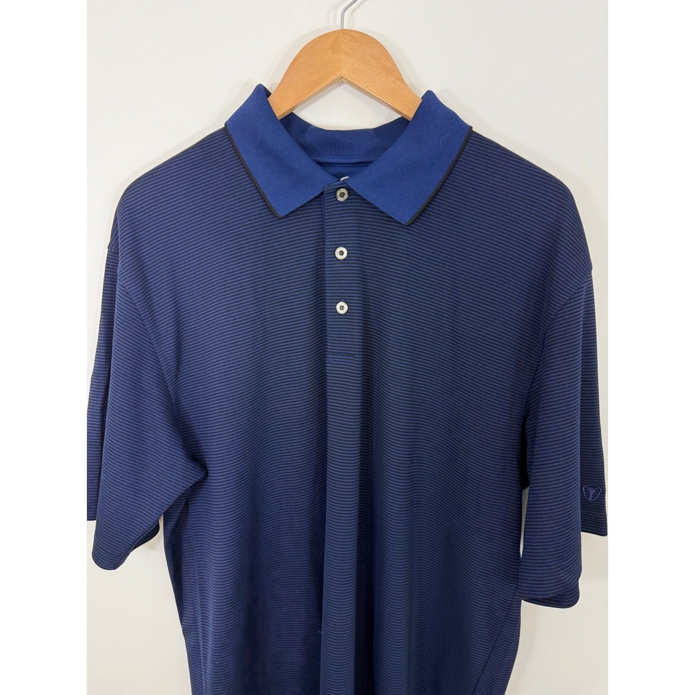 Pro Tour CoolPlay Golf Polo Shirt Men XL Extra Large Blue Black Striped Short Sl